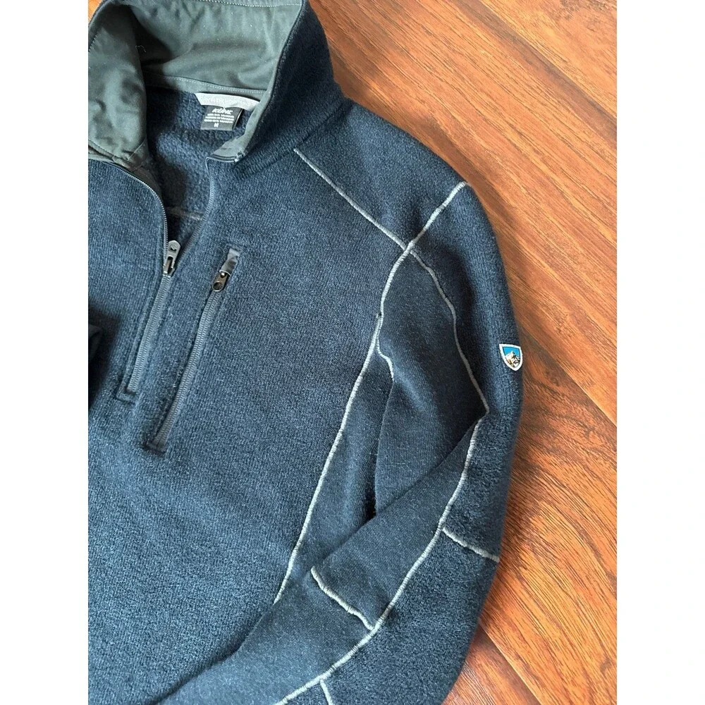 KÜHL Men’s Medium 1/4 Zip Fleece Pullover Navy Outdoor Hiking Sweater